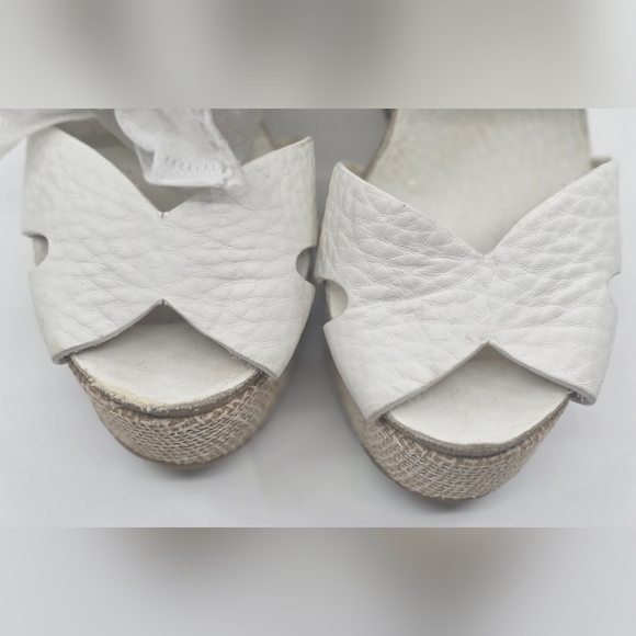 Pedro Garcia White Leather, Suede, Cork Wedge Summer Beach Wedding Sandals - Picture 11 of 11